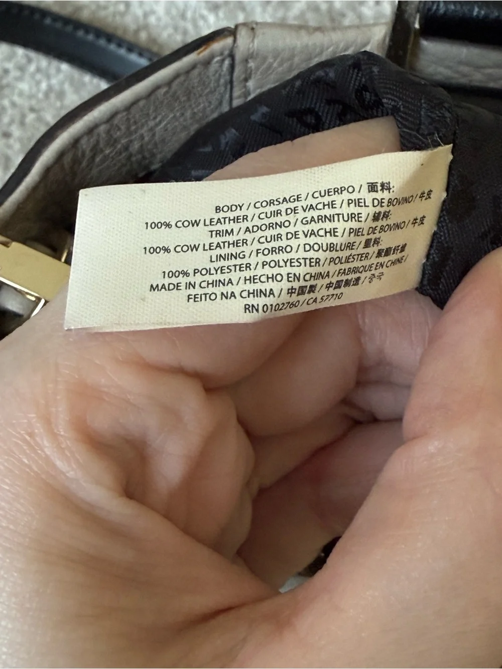 Kate Spade Houston Street Grey Taupe White Two Tone Satchel Handbag